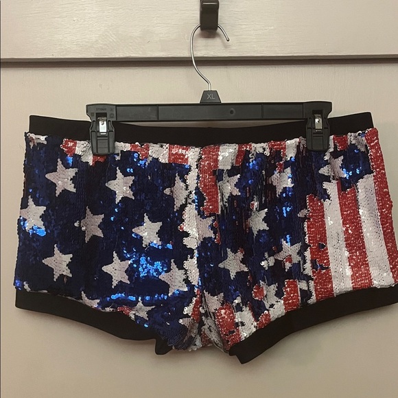 Derby Kiss USA Flag Sequin Athletic Shorts size XL - Picture 5 of 7